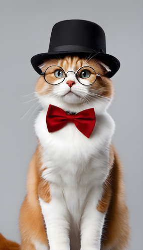 可爱呆萌喵星人戴眼镜宠物写真摄影图片